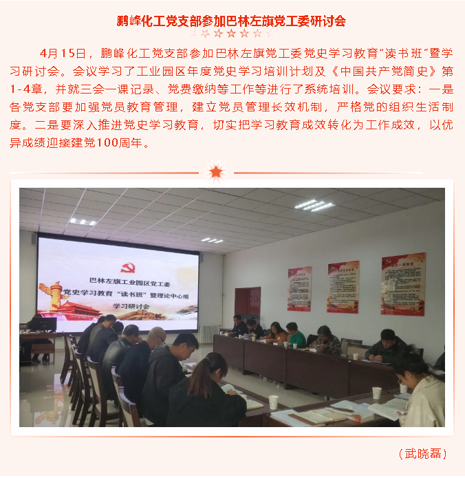 鵬峰化工黨支部參加巴林左旗黨工委研討會66