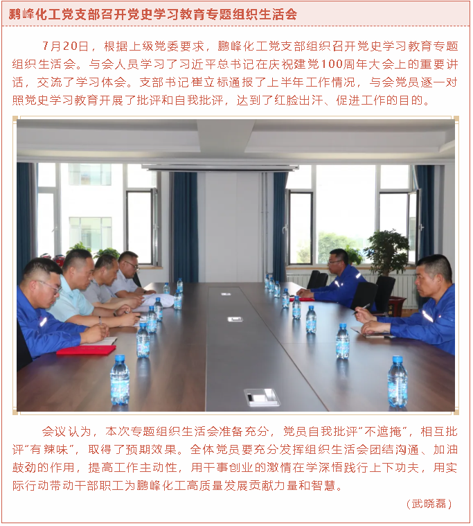 鵬峰化工黨支部召開黨史學(xué)習(xí)教育專題組織生活會76
