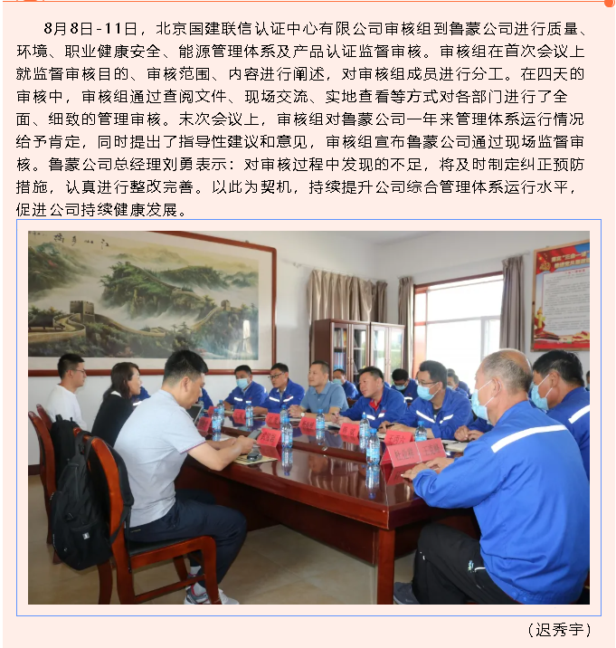 魯蒙公司順利通過(guò)綜合管理體系監(jiān)督審核61